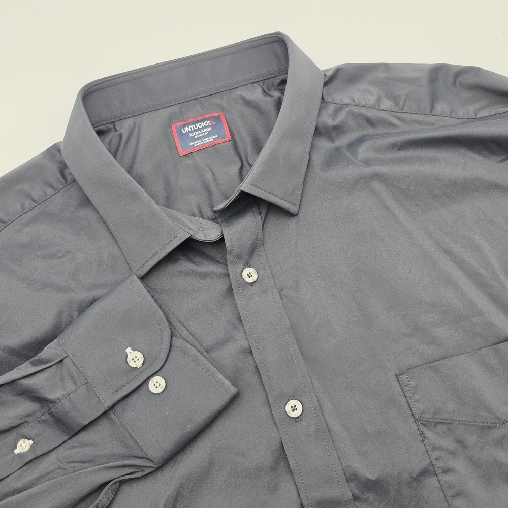 UNTUCKit Shirt Men's 3XL Regular Gironde Button Up Black Performance Stretch